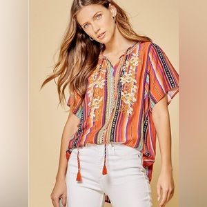 Savanna Jane Serape Embroidered Blouse